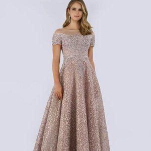 Lara Sheer Off Shoulder Ball Gown